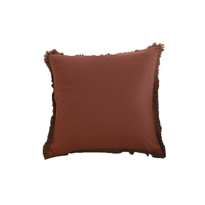 Boho Decorative Throw Pillow Cover with Tassel Trim Farmhouse Fringed Square Cushion Case for Sofa Couch Brown