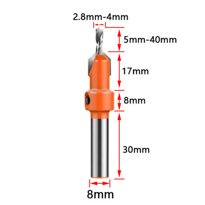 5 Piece 2.8 to 4.0mm Carbide Countersink Drill Bit Set