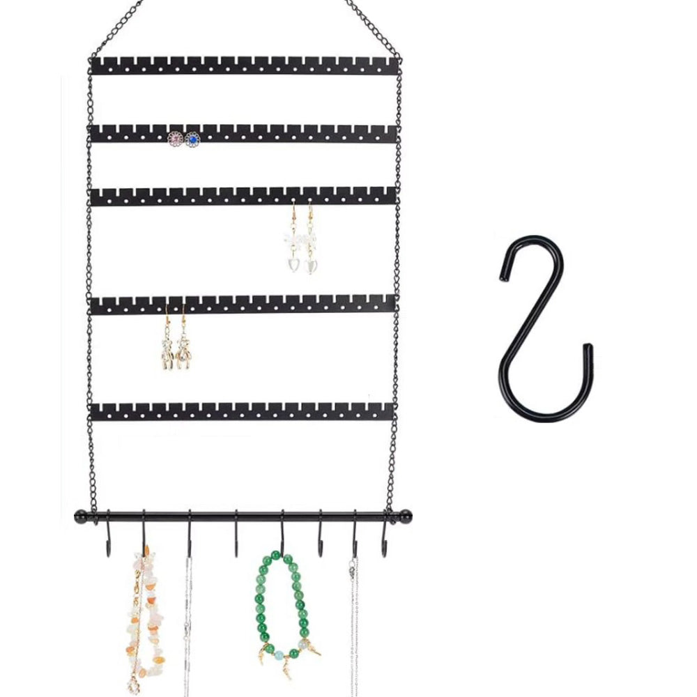 6 Layer Wall Mounted Earring Organizer for Studs Hoops Dangle Earrings and Necklaces