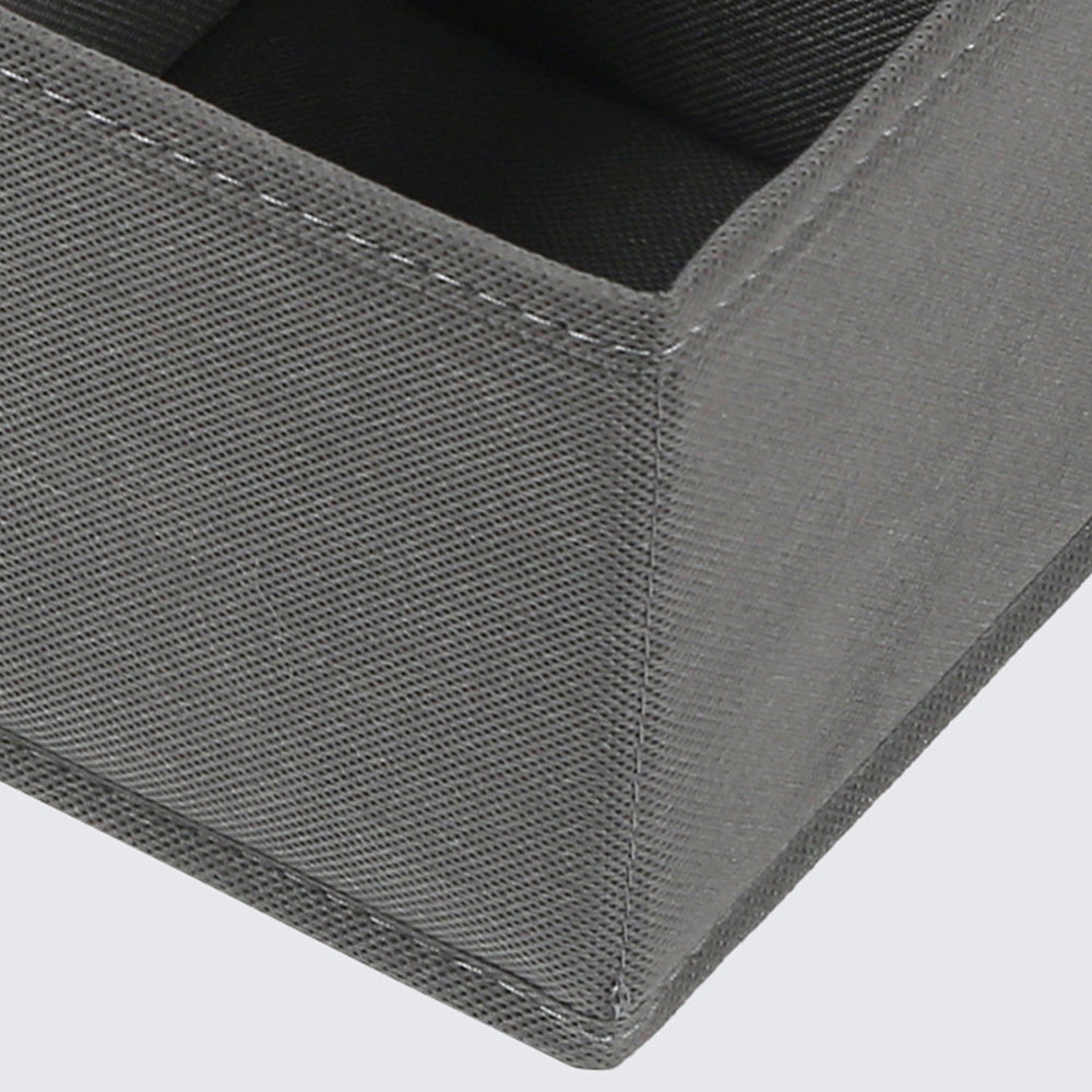 6 Piece Foldable Nonwoven Drawer Organizer Bins with Zippers - Grey