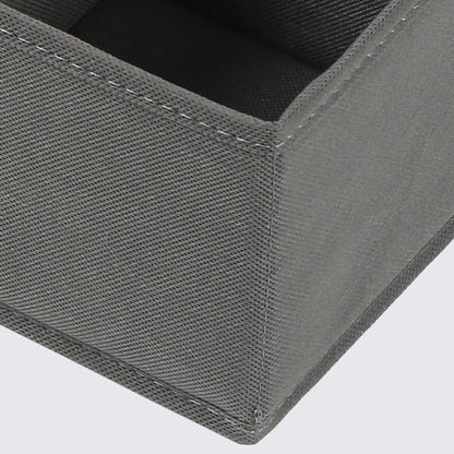 6 Piece Foldable Nonwoven Drawer Organizer Bins with Zippers - Grey