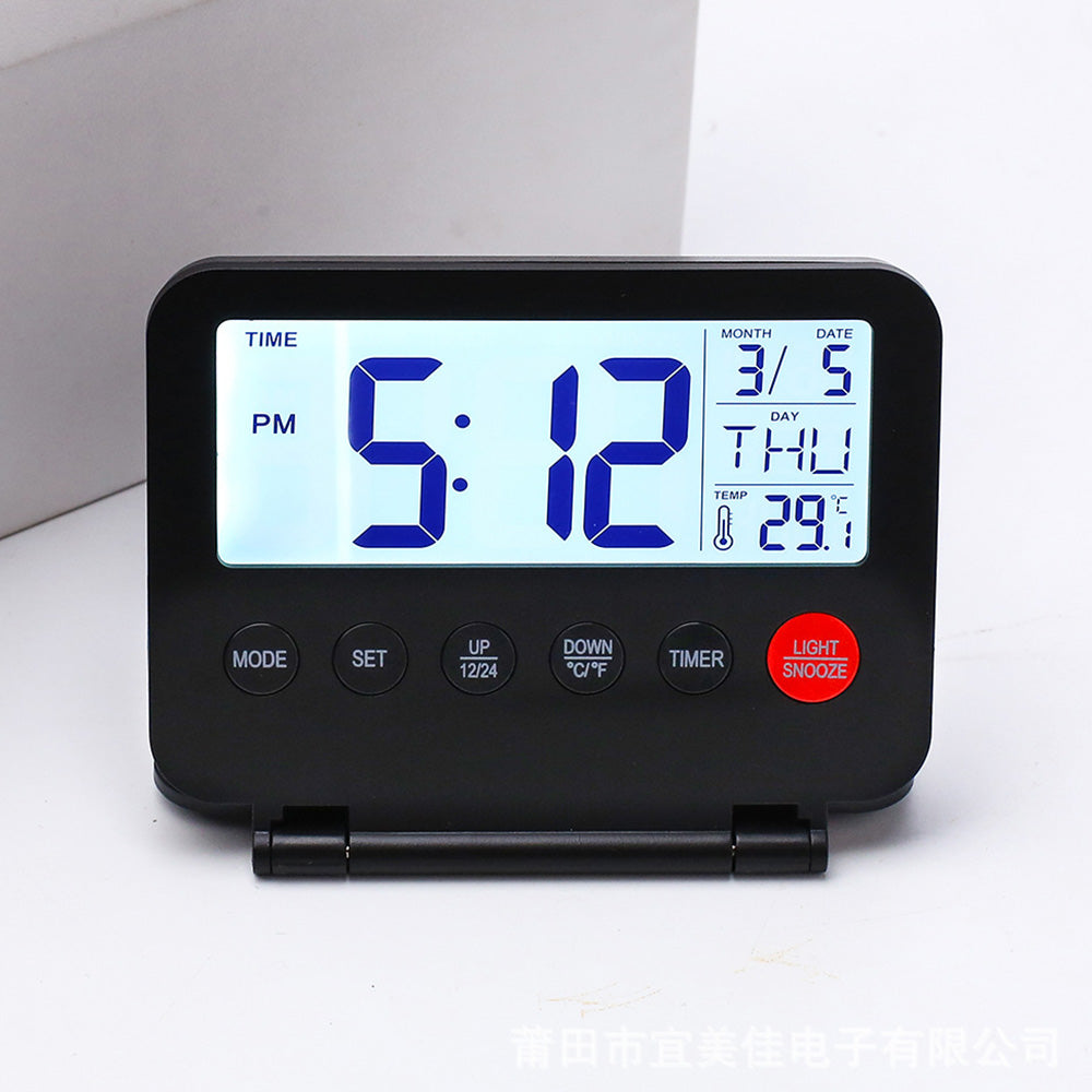 Smart Digital Alarm Clock with Temperature Display Snooze Function and LED Backlight Black