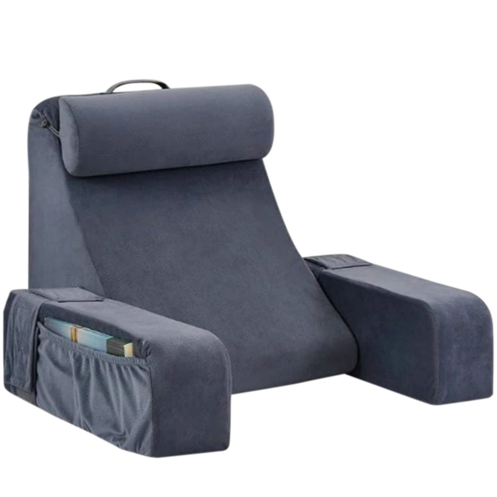 Adjustable Detachable Backrest Reading Pillow for Sitting in Bed-Grey
