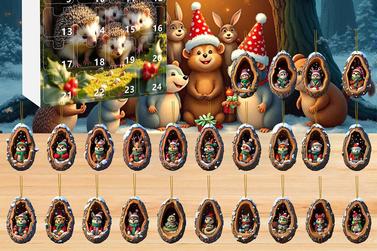 24Pcs Christmas Tree Decoration Hanging Ornaments for Home Holiday -Hedgehog