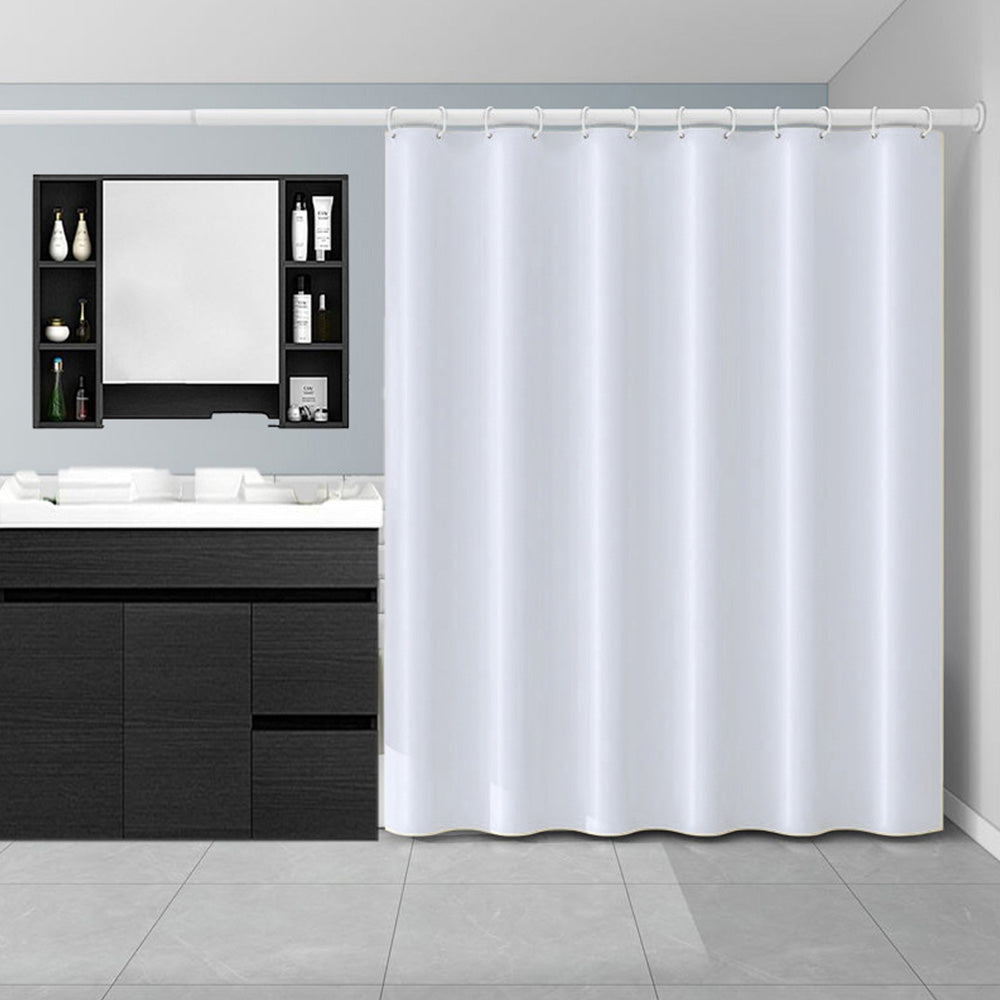 Waterproof Shower Curtain with 12 Hooks-White