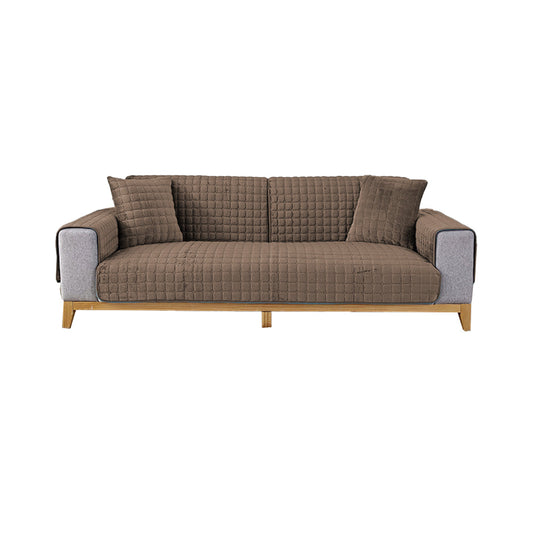 Universal Flannel Sofa Cushion Slipcover Non-Slip Thickened Sofa Cushion Towel Brown