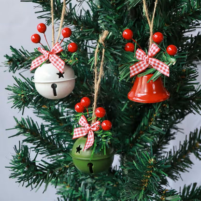 8 Pack Christmas Red Berry Bell Hanging Ornaments