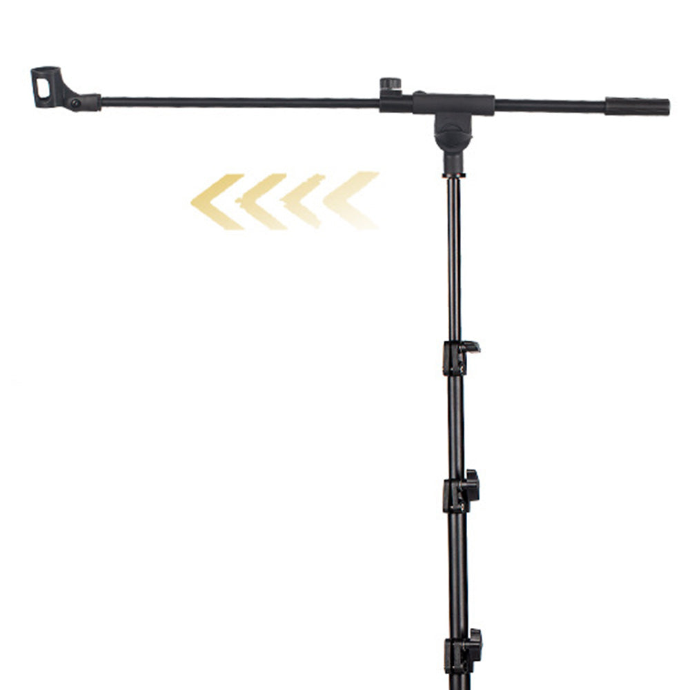 Universal Metal Microphone Stand With Adjustable Height And Mic Clips