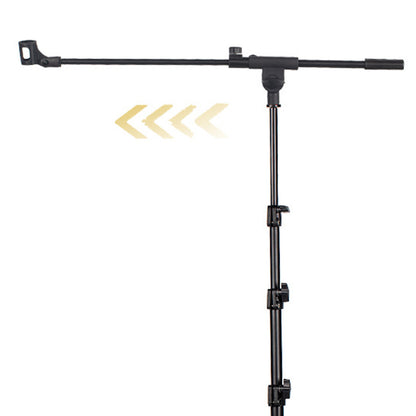 Universal Metal Microphone Stand With Adjustable Height And Mic Clips