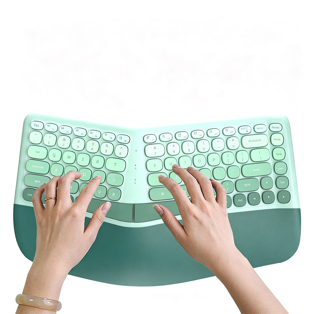 2.4G Wireless Keyboard and Mouse Set with Ergonomic Design 84 Key Keyboard and 6 Button Mouse-Green