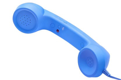 Retro Wired Handheld Telephone Handset with Microphone for Smartphones PC-Blue