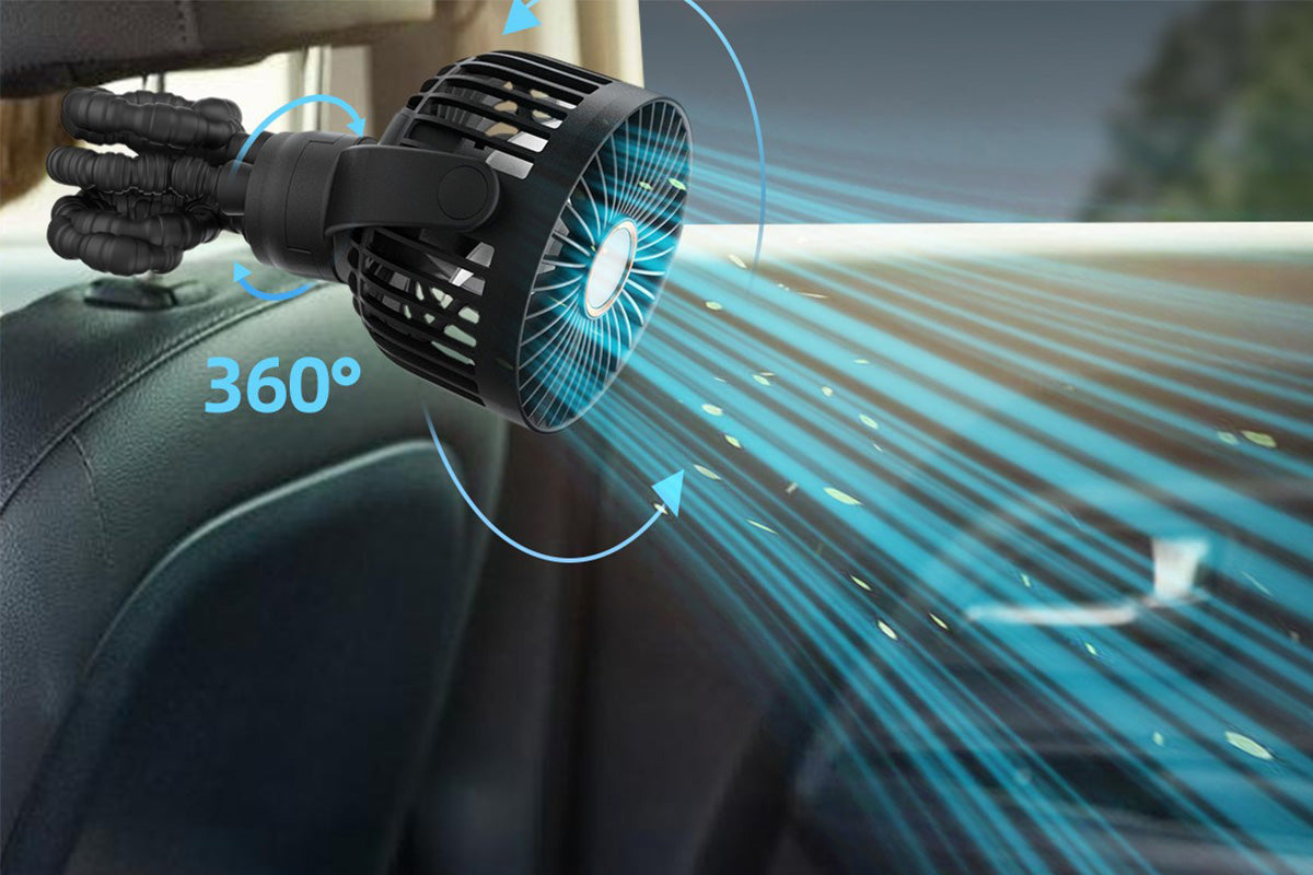 Portable Octopus Stroller Fan with Digital Display and 3 Speed Settings-Black