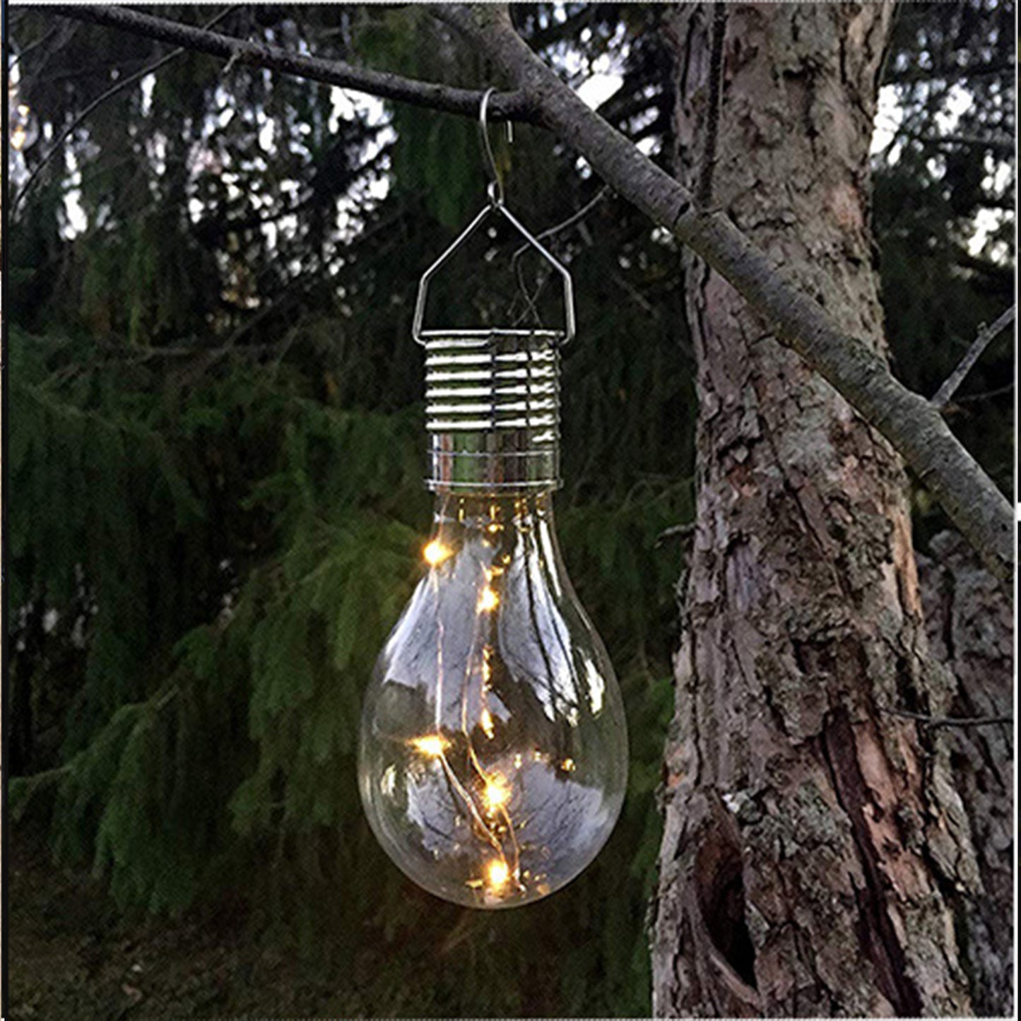 6pcs Outdoor Solar Powered LED Light Bulb Garden Yard Hanging Lamp -Transparent