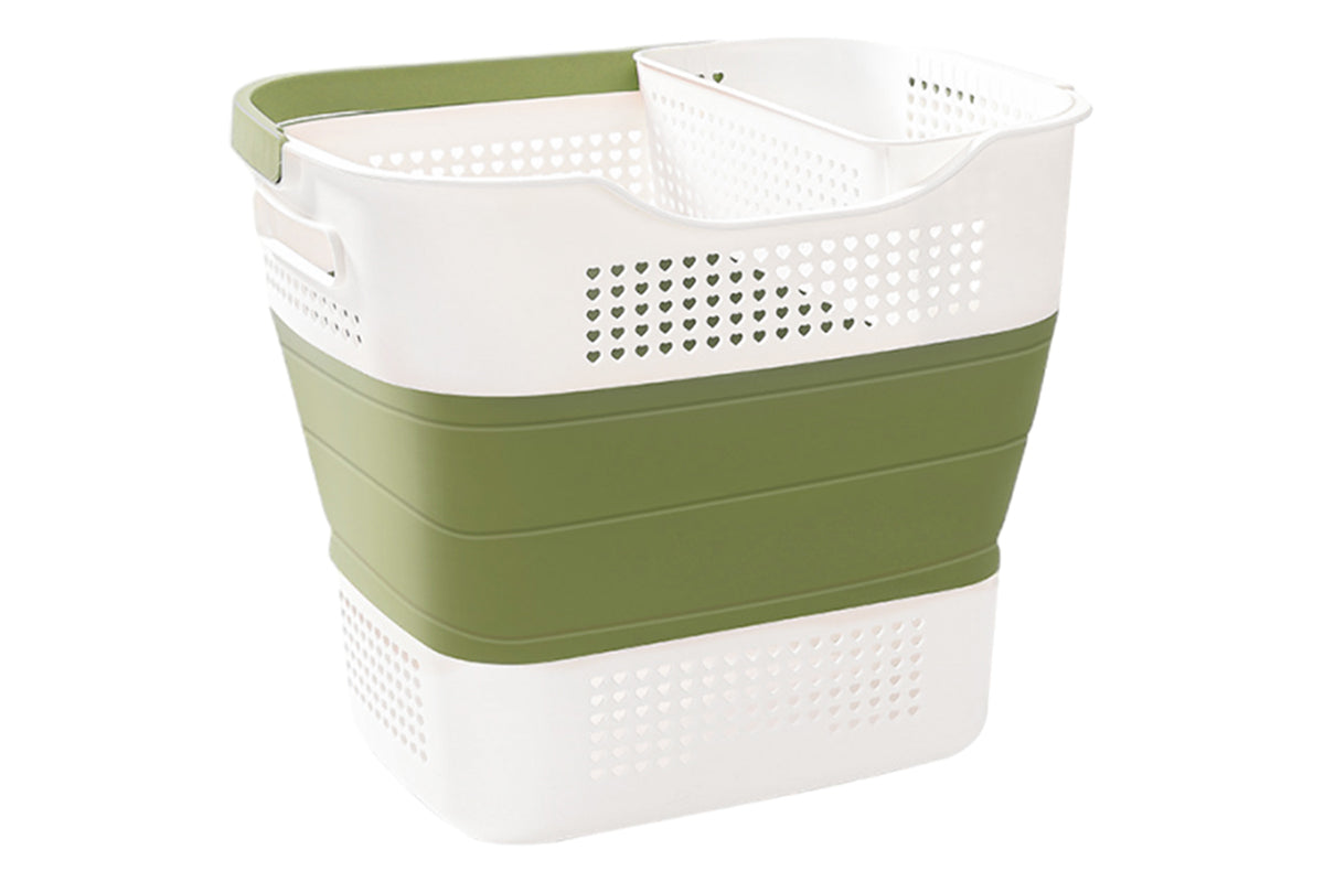35L Collapsible Laundry Basket Clothes Hamper Washing Cleaning Organizer Bin-Army Green