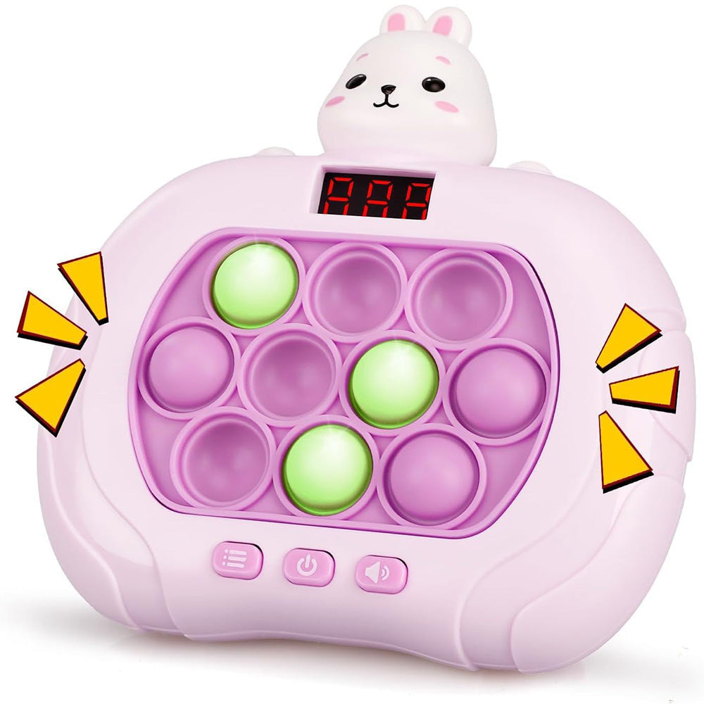 Fast Push Game Pop Puzzle Game Sensory Toys with Digital Display for Kids Pink Rabbit
