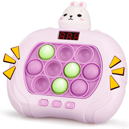 Fast Push Game Pop Puzzle Game Sensory Toys with Digital Display for Kids Pink Rabbit