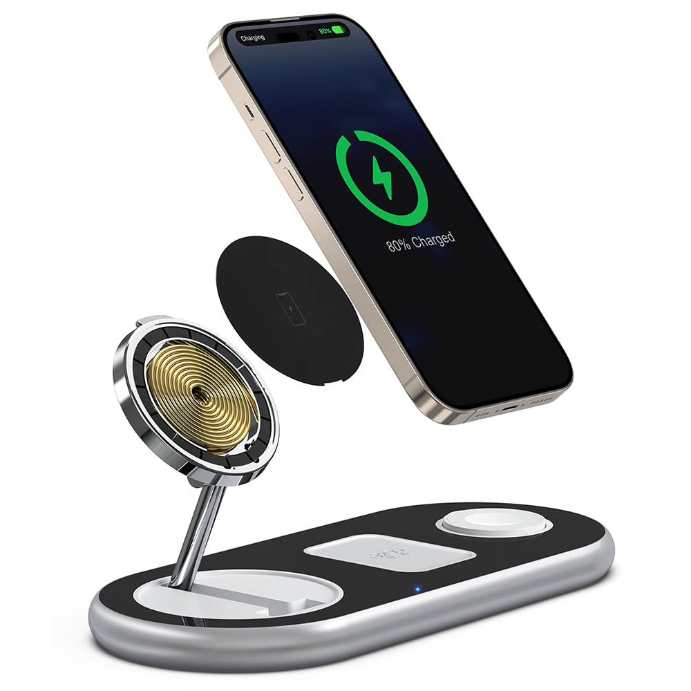3-in-1 Wireless Charging Station for Wireless Charging Apple Devices Foldable Charger Dock Black