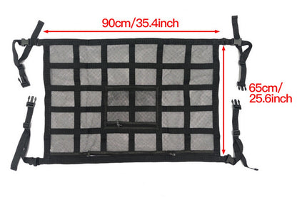 Car Ceiling Cargo Net Pocket Adjustable Double-Layer Mesh for SUV