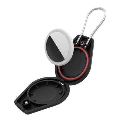 Lock Tracker Case with Steel Cable Hard Shell Protector for AirTag Keychain Luggage-Black