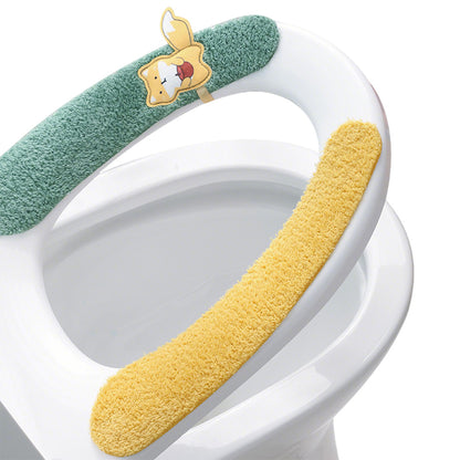 4Pcs Bathroom Soft Thicker Warmer Washable Cloth Toilet Seat Cover Pads