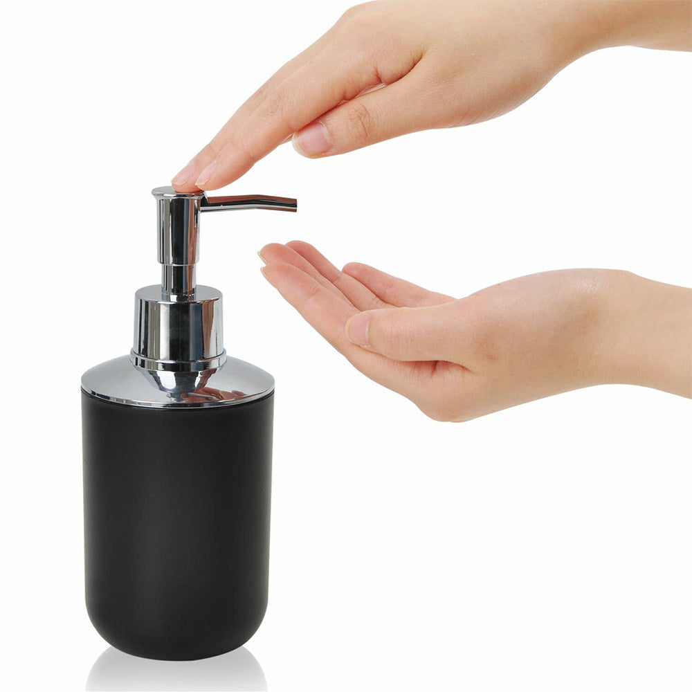 6 Piece Bathroom Accessories Set Soap Dish Soap Dispenser Toothbrush Holder Toilet Brush Trash Bin-Black