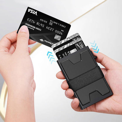 RFID Blocking Card Holder for Men Minimalist Metal Pop Up Wallet