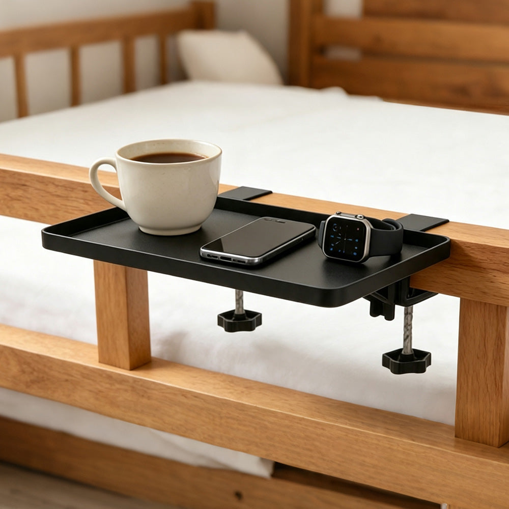 Foldable Metal Bedside Shelf with Cable Hole and 2 Hooks