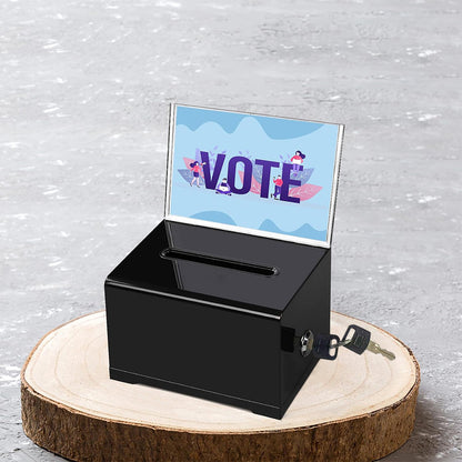 Lockable Suggestion Box with Keys for Voting Donations - Black