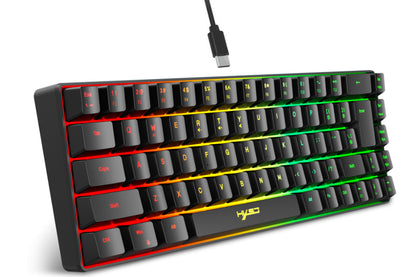 Mini Gaming Keyboard and Mouse Combo Wired K68 RGB Streamer Mini Gaming Keyboard Membrane Keyboard-Black