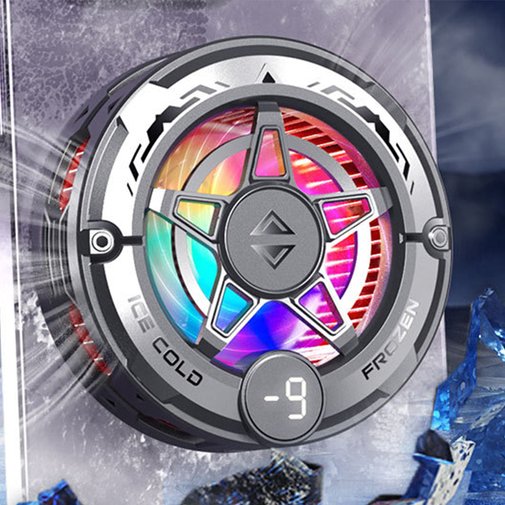 Semiconductor Phone Cooler RGB Easy Attached Clip-On Cooling Fan with Digital Display