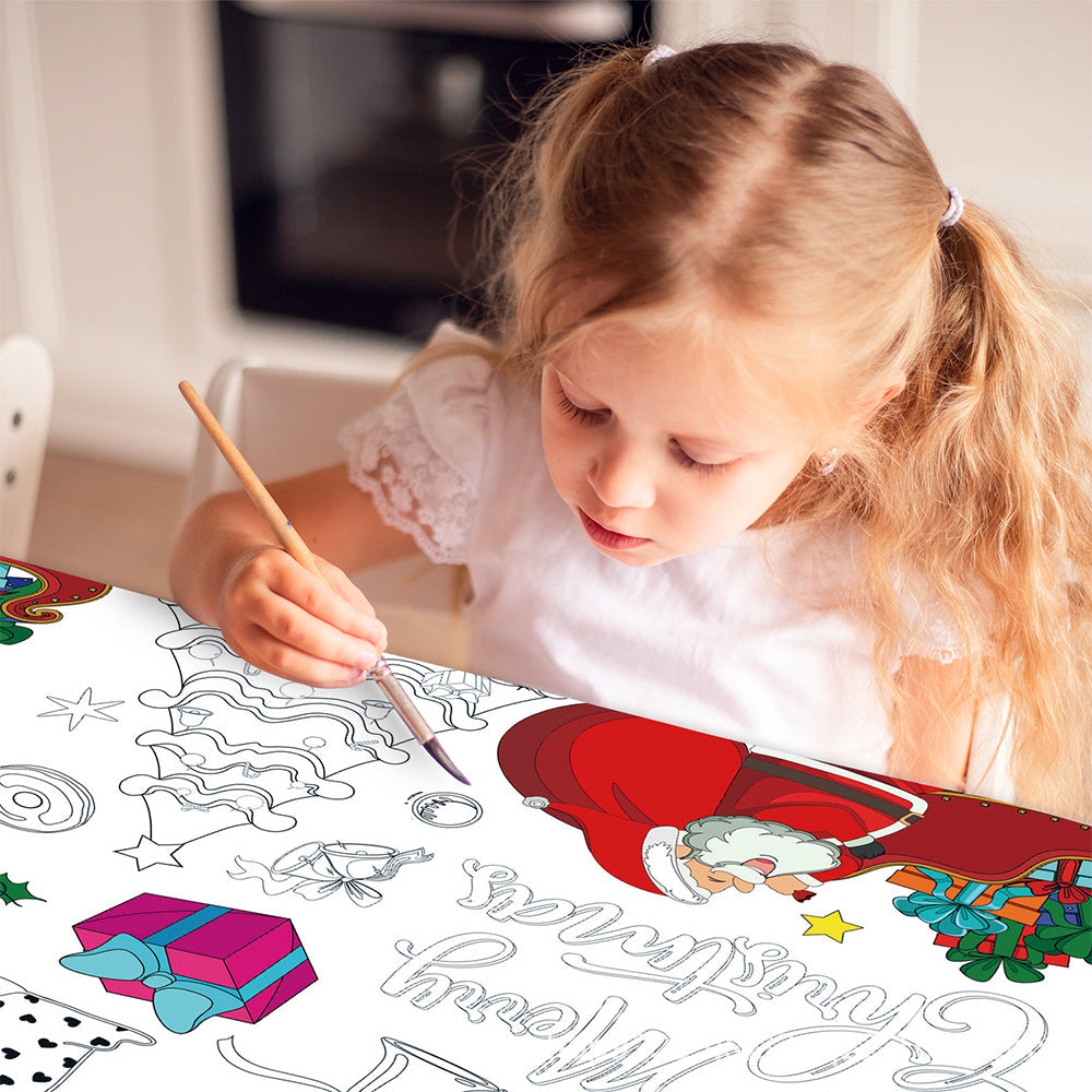 180 x 120cm Christmas Paper Tablecloth DIY Coloring Xmas Banner Party Favors Supplies