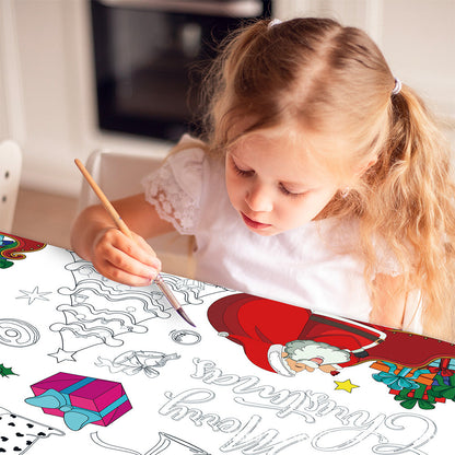 180 x 120cm Christmas Paper Tablecloth DIY Coloring Xmas Banner Party Favors Supplies