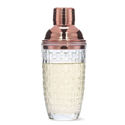Glass Cocktail Shaker Leakproof Drinks Shaker with Steel Lid Ice Shaker for Home and Bar Use Rose Gold