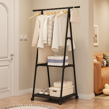 Free Standing Clothes Rack with Wheels and Shelf-Black