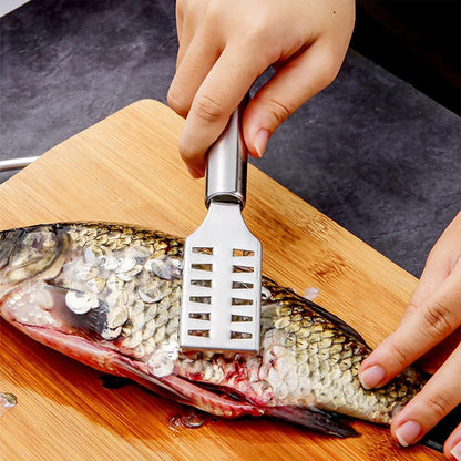 2Pcs Stainless Steel Fish Scaler Brush Scale Scraper Skin Remover Kitchen Seafood Clean Tool