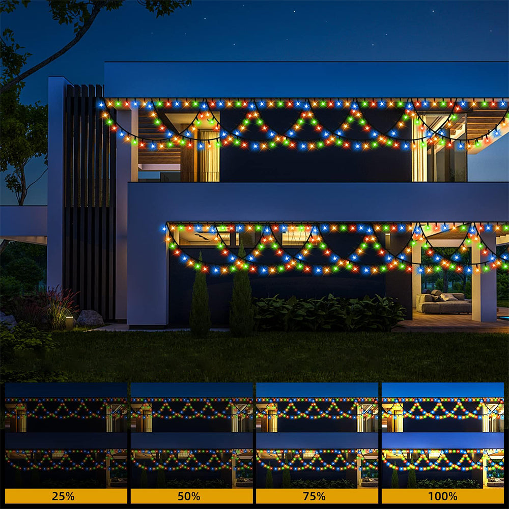 138 LED Eave String Solar Lights with 8 Modes for Christmas - Mixed Color