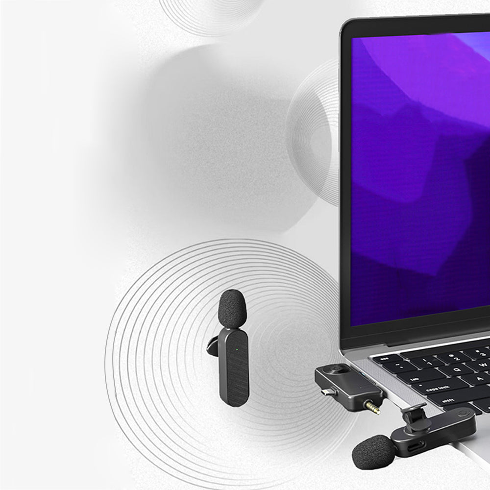 3-in-1 Wireless Lavalier Microphone for iPhone iPad Android Device Recording Live Streaming Vlog