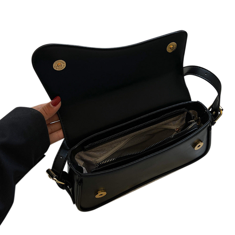 One Shoulder Bag For Women Trendy Underarm Bag Fashion Handbag-Black