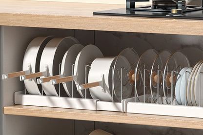 Expandable Pan Organizer Rack Adjustable Compartment Retractable Pot Lid Holder
