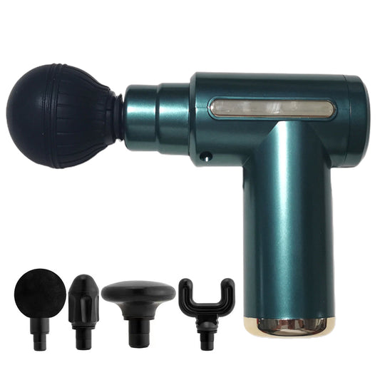Portable Green Mini Muscle Massage Gun with Four Heads
