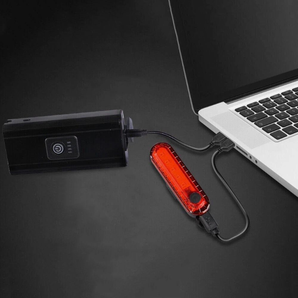 6-Mode Bike Light Set Rechargeable Water Resistant LED Bicycle Head and Tail Lights