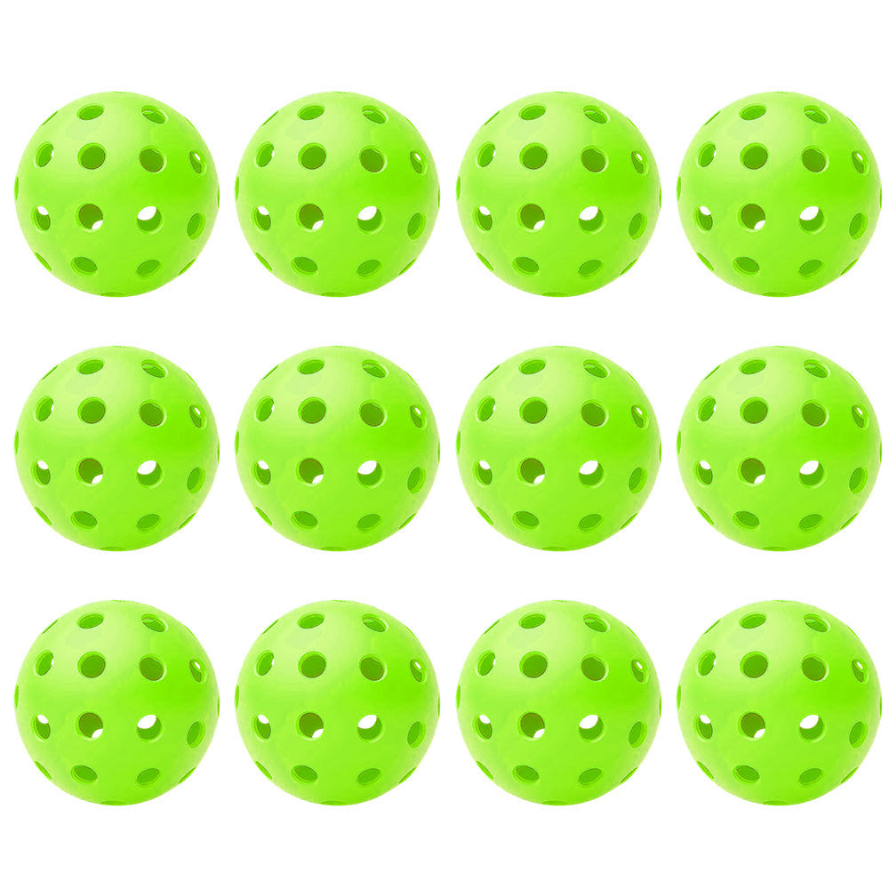 12Pcs Set 40-Hole Pickleball Balls High Bounce Outdoor Pickleball Set Green