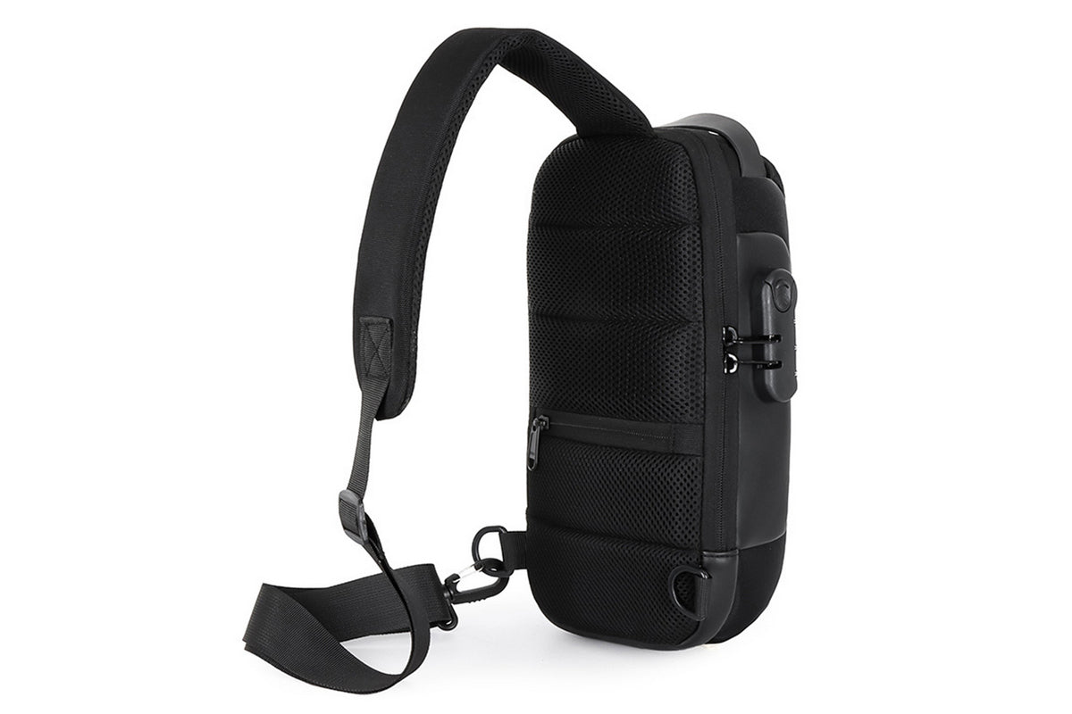 Travel Waterproof Anti-Theft Sling Chest Bag Backpack With USB Charge Port-Black
