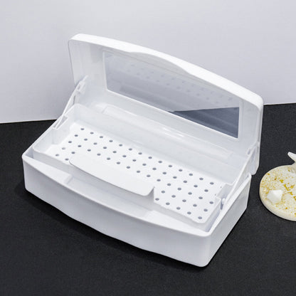 ABS Nail Tool Cleaning Soaking Cleaning Box with Lift Up Filter Tray - White