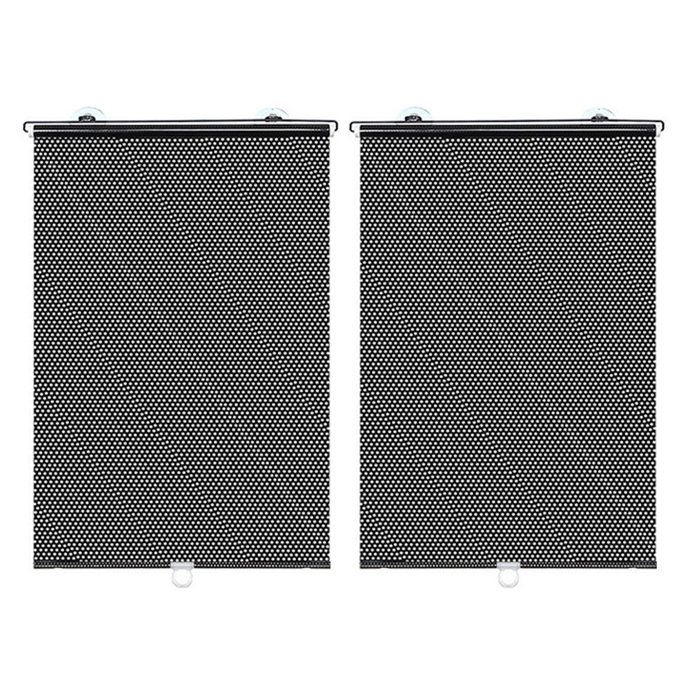 2pcs Car Window Shade Retractable Roller Blinds Sunshade Blackout Curtains with Suction Cups -Black