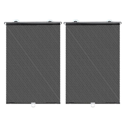 2pcs Car Window Shade Retractable Roller Blinds Sunshade Blackout Curtains with Suction Cups -Black