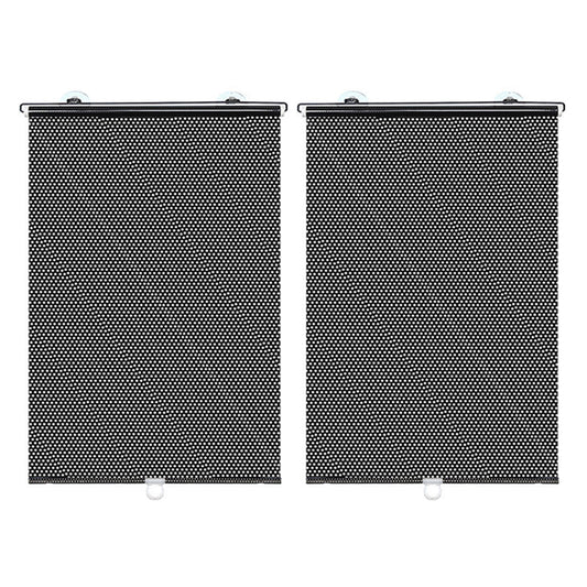 2pcs Car Window Shade Retractable Roller Blinds Sunshade Blackout Curtains with Suction Cups -Black