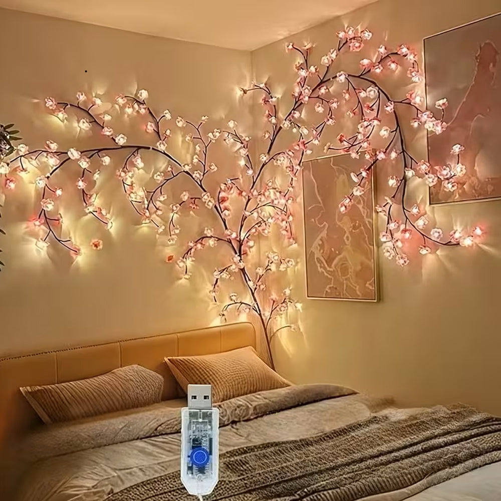 Flexible Cherry Blossom Tree Vine Light 8 Modes USB String Light