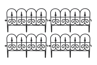 4 pcs Garden Plastic Fence Border Edging Panel Lawn Covers Yard-Black