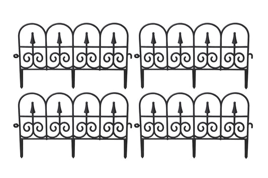 4 pcs Garden Plastic Fence Border Edging Panel Lawn Covers Yard-Black